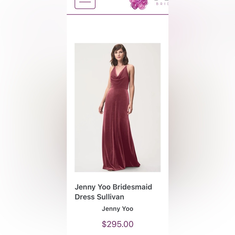 Bella Bridesmaid Jenny Yoo Collection Velvet English Rose Size 00. New Condition